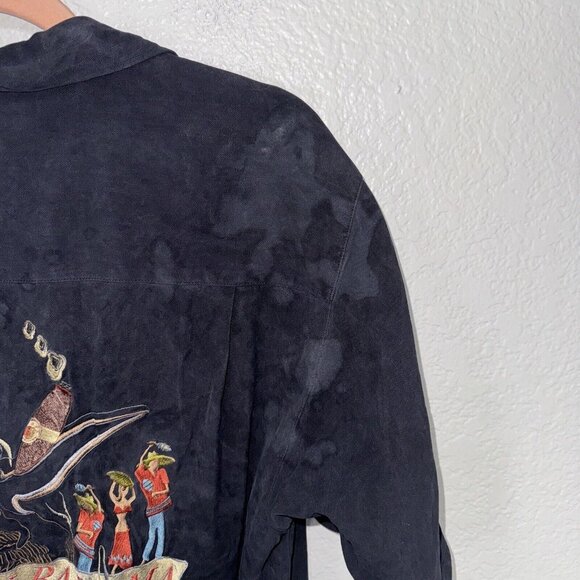 Tommy Bahama Button Up Shirt Mens Small Black Short Sleeve‎ - Picture 2 of 12